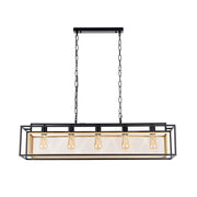 Industrial Black & Gold Linear Mesh Cage Pendant Light, 3 / 5 Light E27