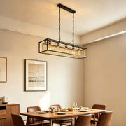 Industrial Black & Gold Linear Mesh Cage Pendant Light, 3 / 5 Light E27