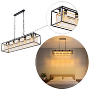 Industrial Black & Gold Linear Mesh Cage Pendant Light, 3 / 5 Light E27