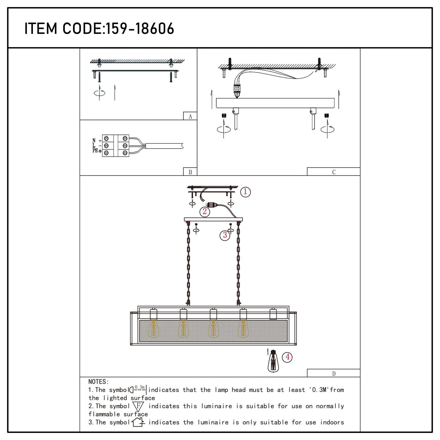 Industrial Black & Gold Linear Mesh Cage Pendant Light, 3 / 5 Light E27