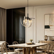 Rustic 6-Light Orb Pendant Light, Black & Distressed White, E27