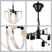 Rustic 6-Light Orb Pendant Light, Black & Distressed White, E27