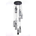 Modern 9-Light Smoky Glass Cluster Pendant Light, Black E27