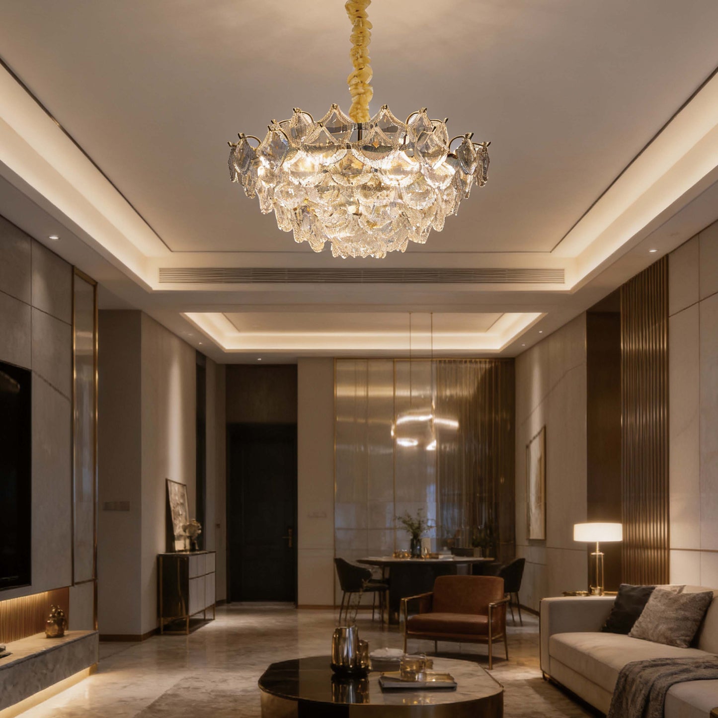 Luxury Gold Crystal Chandelier Collection M2123, 9 to 45 Light E14