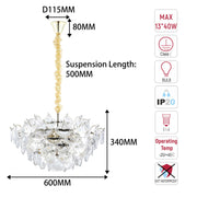 Luxury Gold Crystal Chandelier Collection M2123, 9 to 45 Light E14