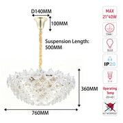Luxury Gold Crystal Chandelier Collection M2123, 9 to 45 Light E14