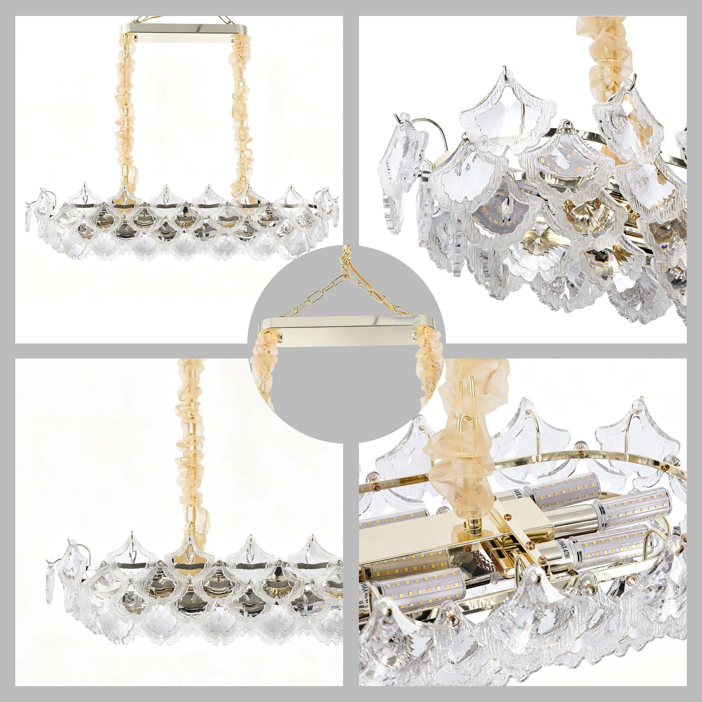 Luxury Gold Crystal Chandelier Collection M2123, 9 to 45 Light E14