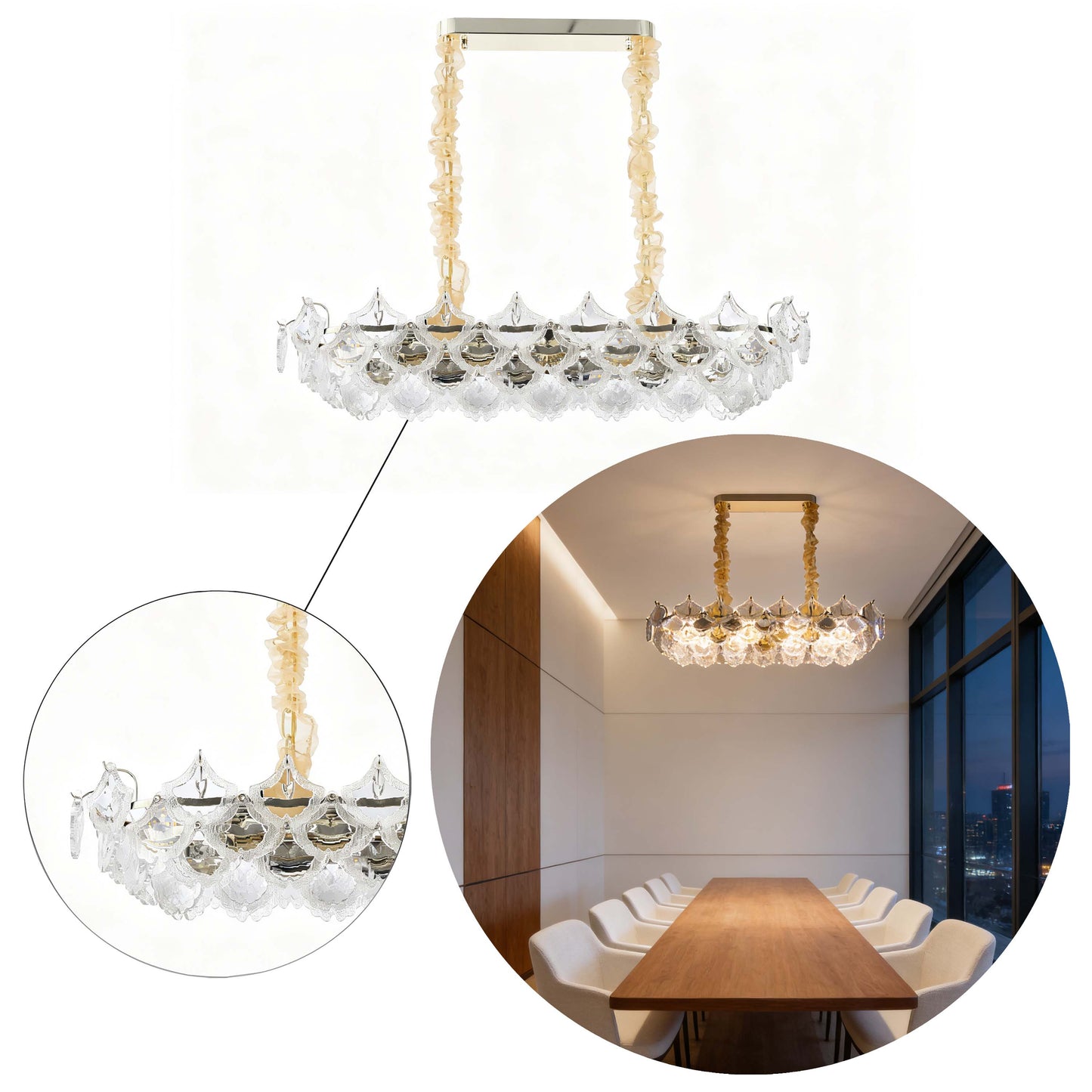 Luxury Gold Crystal Chandelier Collection M2123, 9 to 45 Light E14