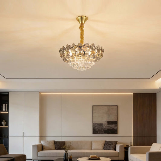 Luxury Gold & Crystal Empire Chandelier Collection M2158, 12 to 42 Light E14