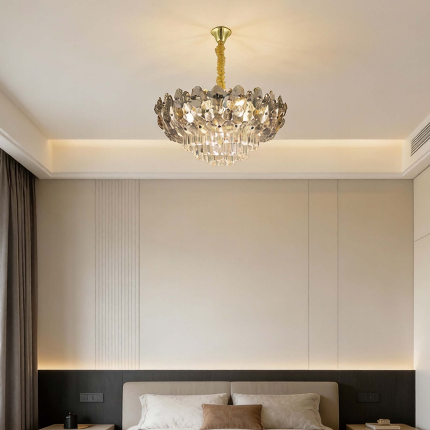 Luxury Gold & Crystal Empire Chandelier Collection M2158, 12 to 42 Light E14