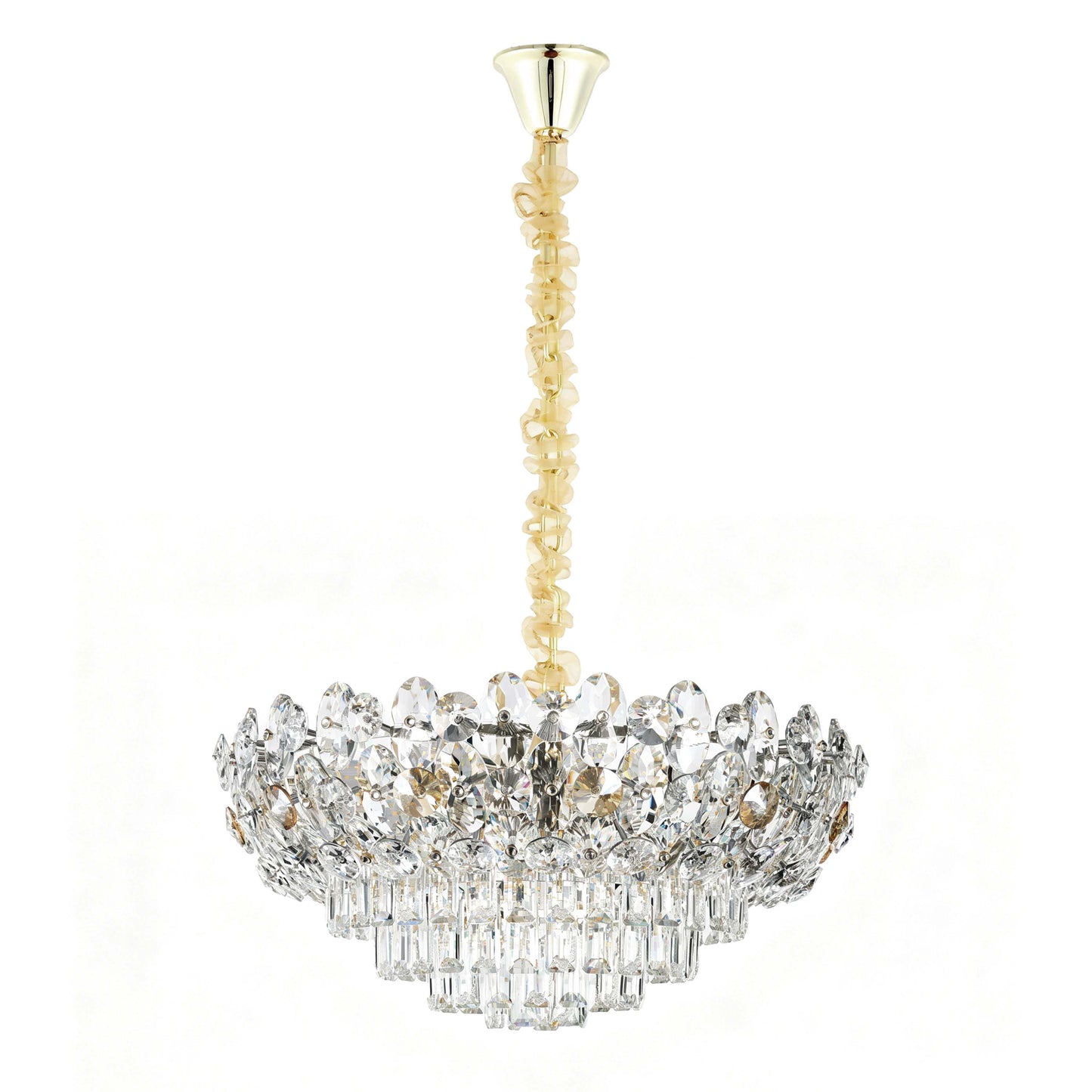 Luxury Gold & Crystal Empire Chandelier Collection M2158, 12 to 42 Light E14