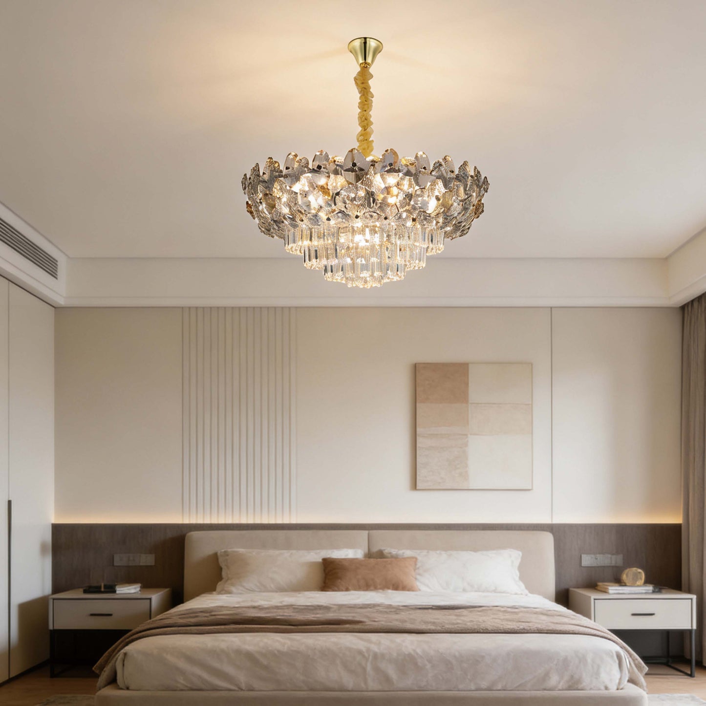Luxury Gold & Crystal Empire Chandelier Collection M2158, 12 to 42 Light E14