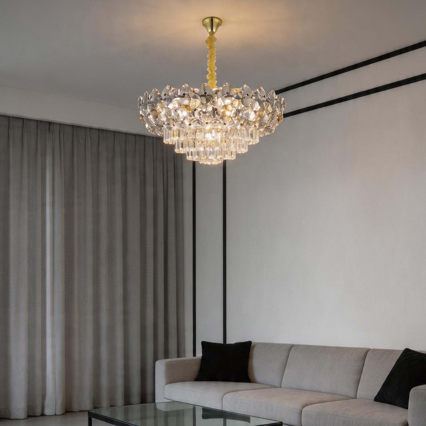 Luxury Gold & Crystal Empire Chandelier Collection M2158, 12 to 42 Light E14