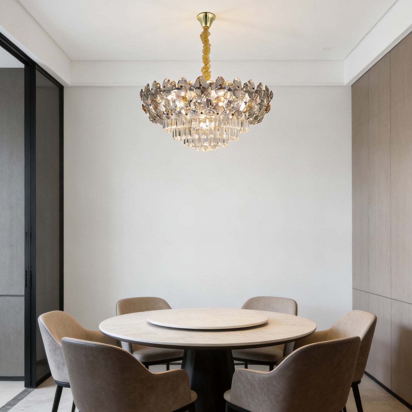 Luxury Gold & Crystal Empire Chandelier Collection M2158, 12 to 42 Light E14