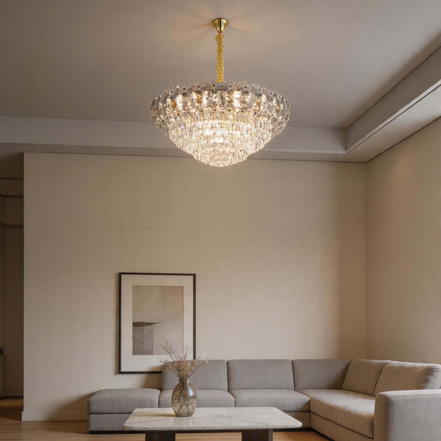 Luxury Gold & Crystal Empire Chandelier Collection M2158, 12 to 42 Light E14