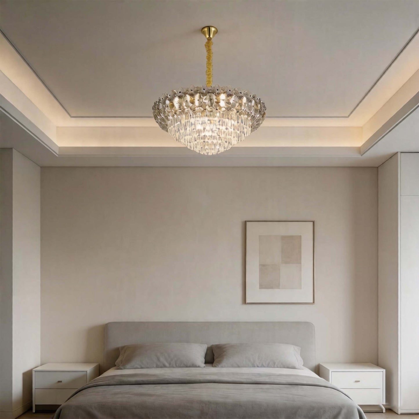 Luxury Gold & Crystal Empire Chandelier Collection M2158, 12 to 42 Light E14