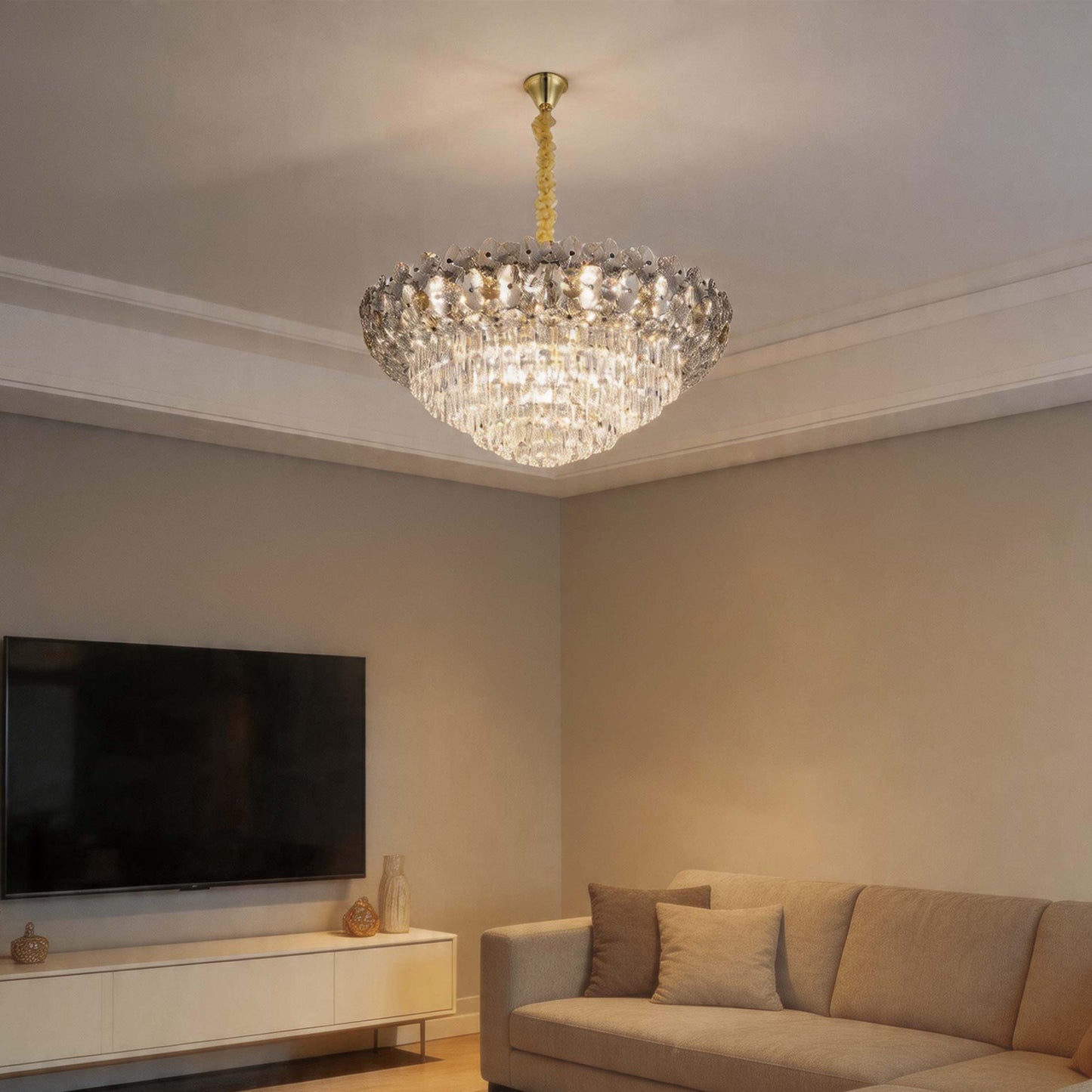 Luxury Gold & Crystal Empire Chandelier Collection M2158, 12 to 42 Light E14