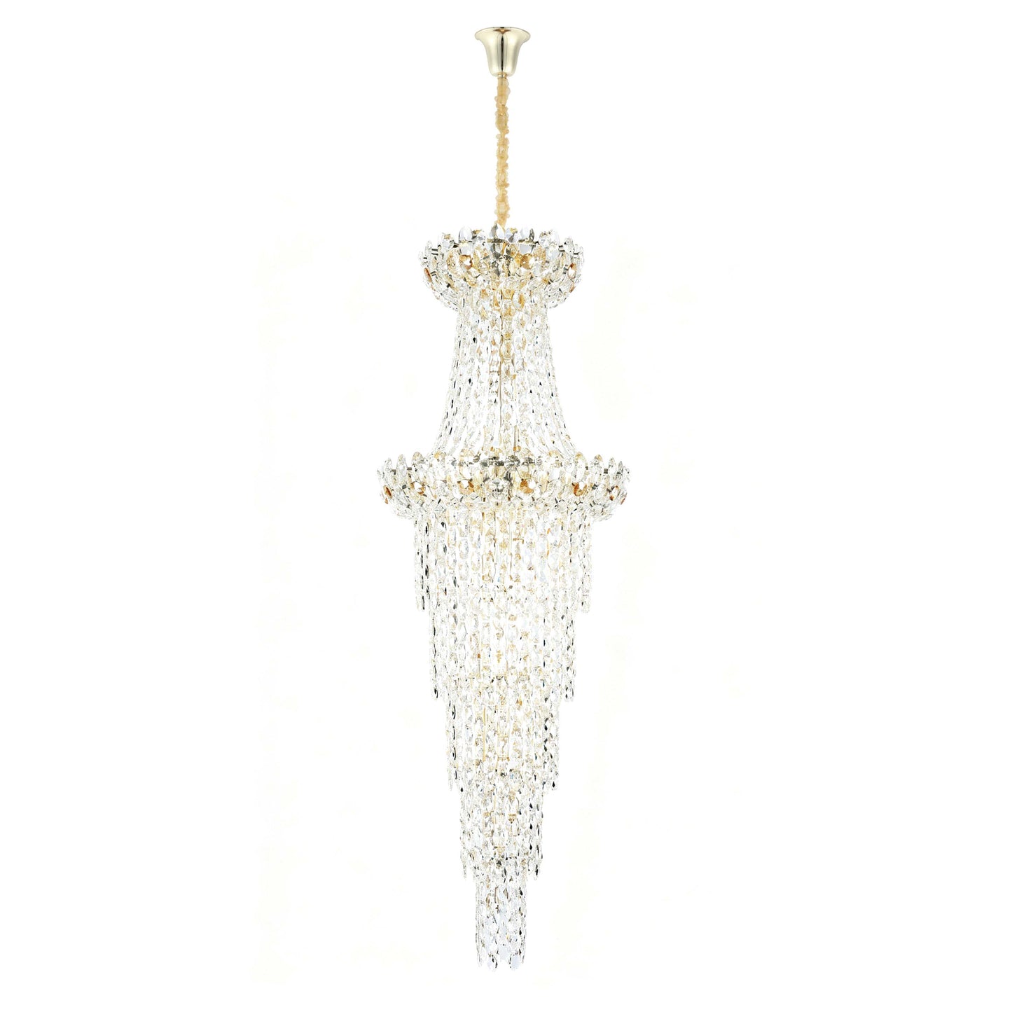 Luxury Gold & Crystal Empire Chandelier Collection M2158, 12 to 42 Light E14