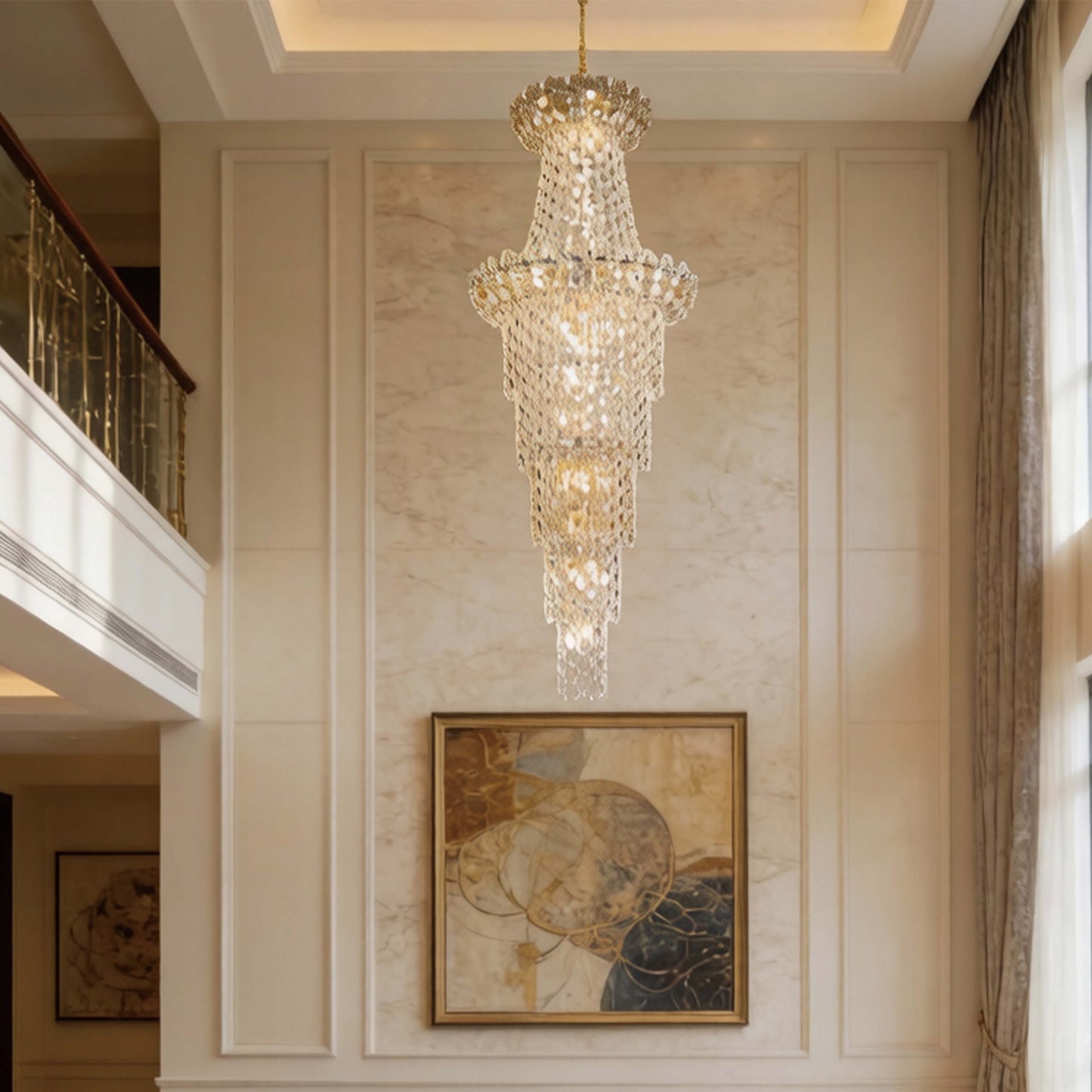 Luxury Gold & Crystal Empire Chandelier Collection M2158, 12 to 42 Light E14