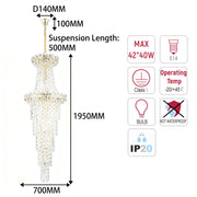 Luxury Gold & Crystal Empire Chandelier Collection M2158, 12 to 42 Light E14