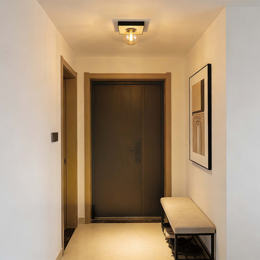 Modern G9 Glass Globe Ceiling Light, Amber Shade