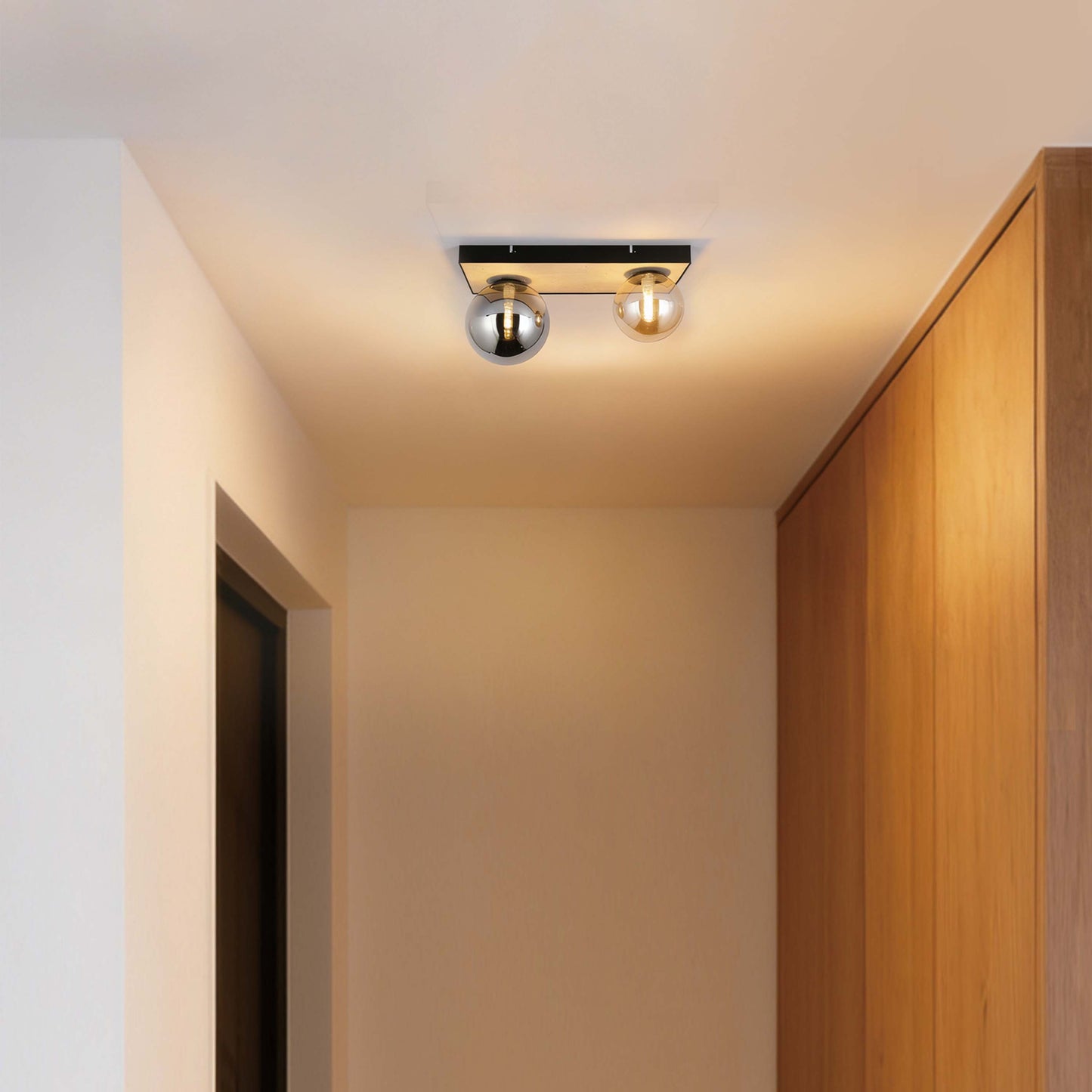 Modern G9 Glass Globe Ceiling Light, Amber Shade