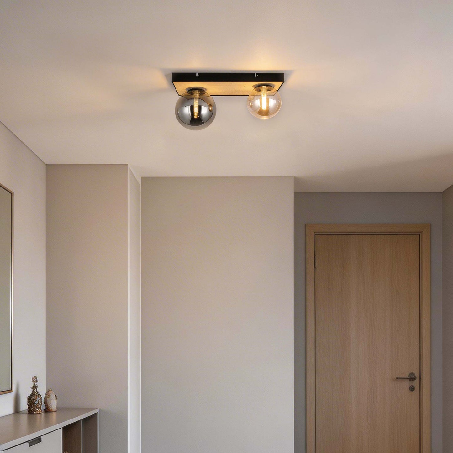Modern G9 Glass Globe Ceiling Light, Amber Shade
