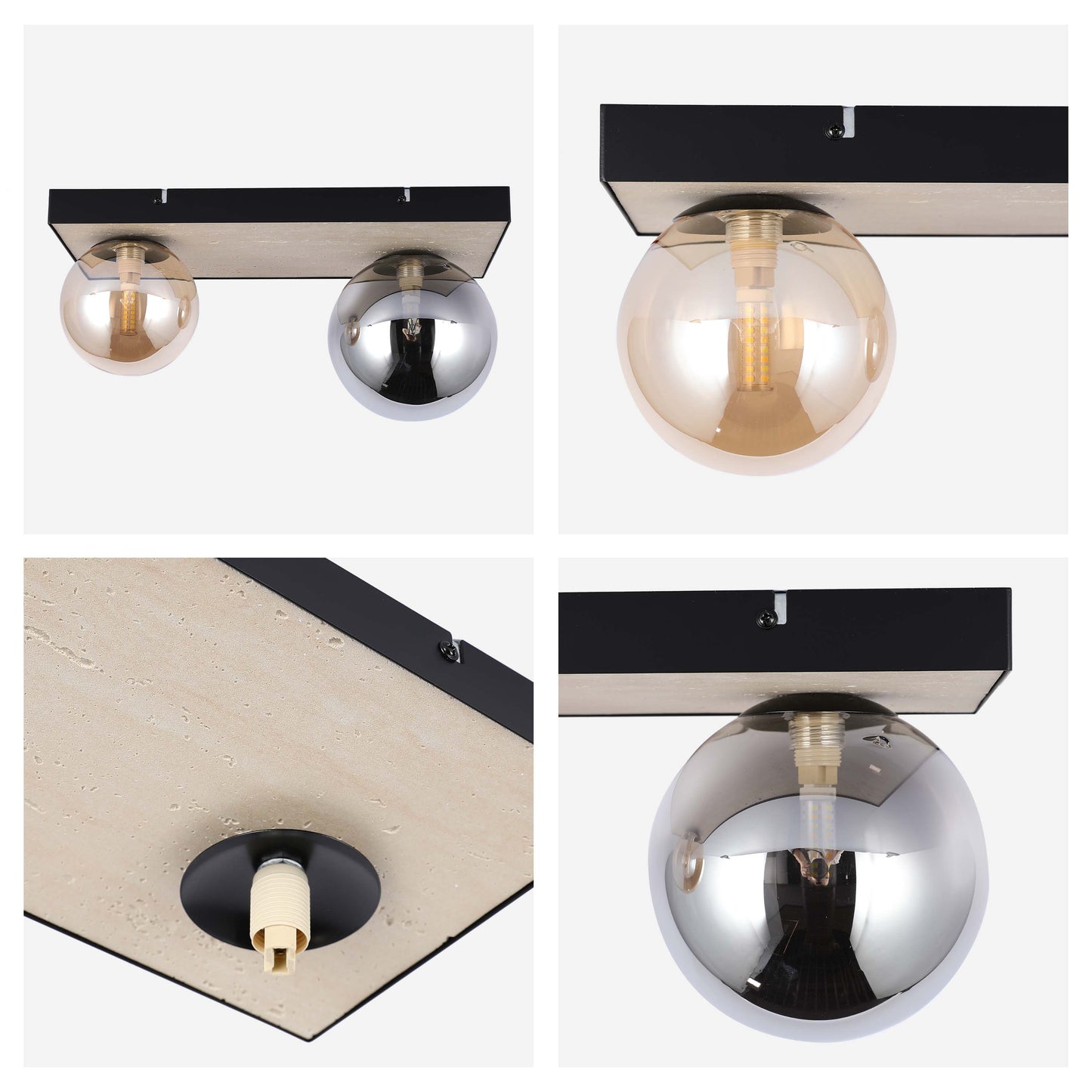 Modern G9 Glass Globe Ceiling Light, Amber Shade