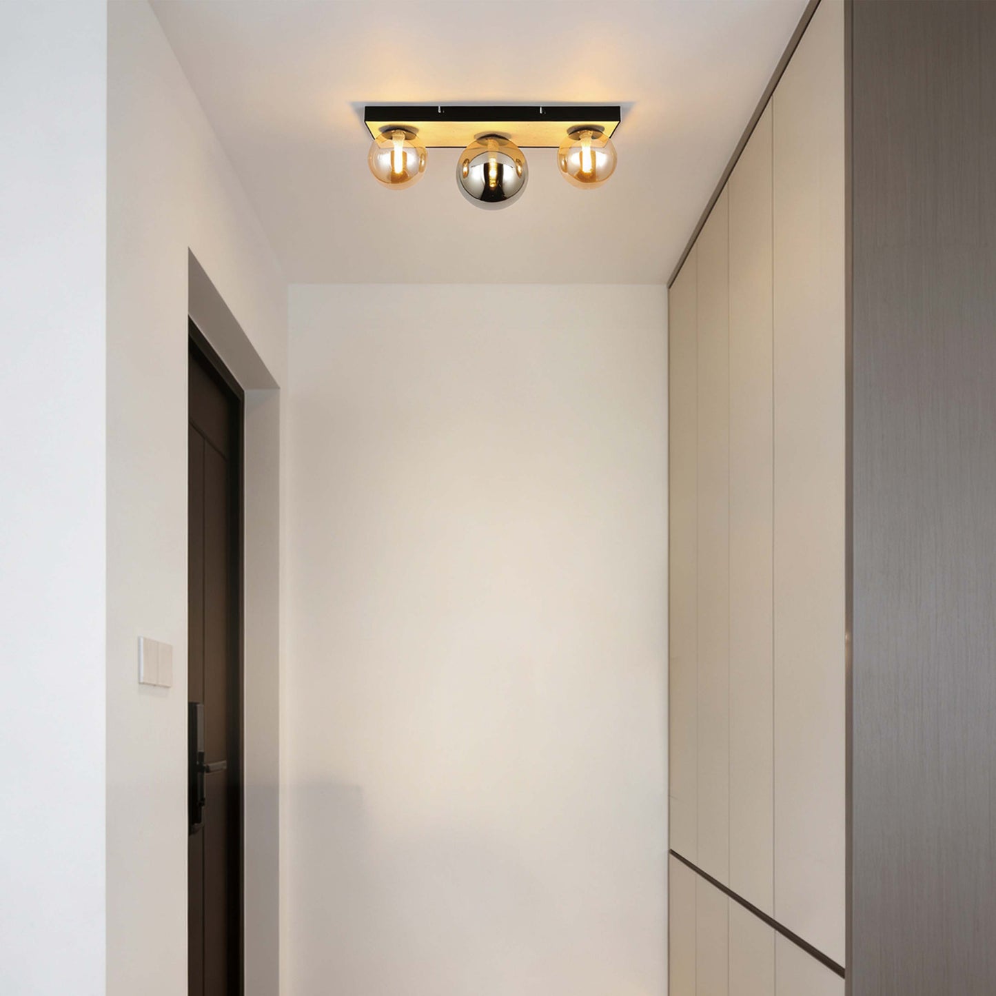 Modern G9 Glass Globe Ceiling Light, Amber Shade