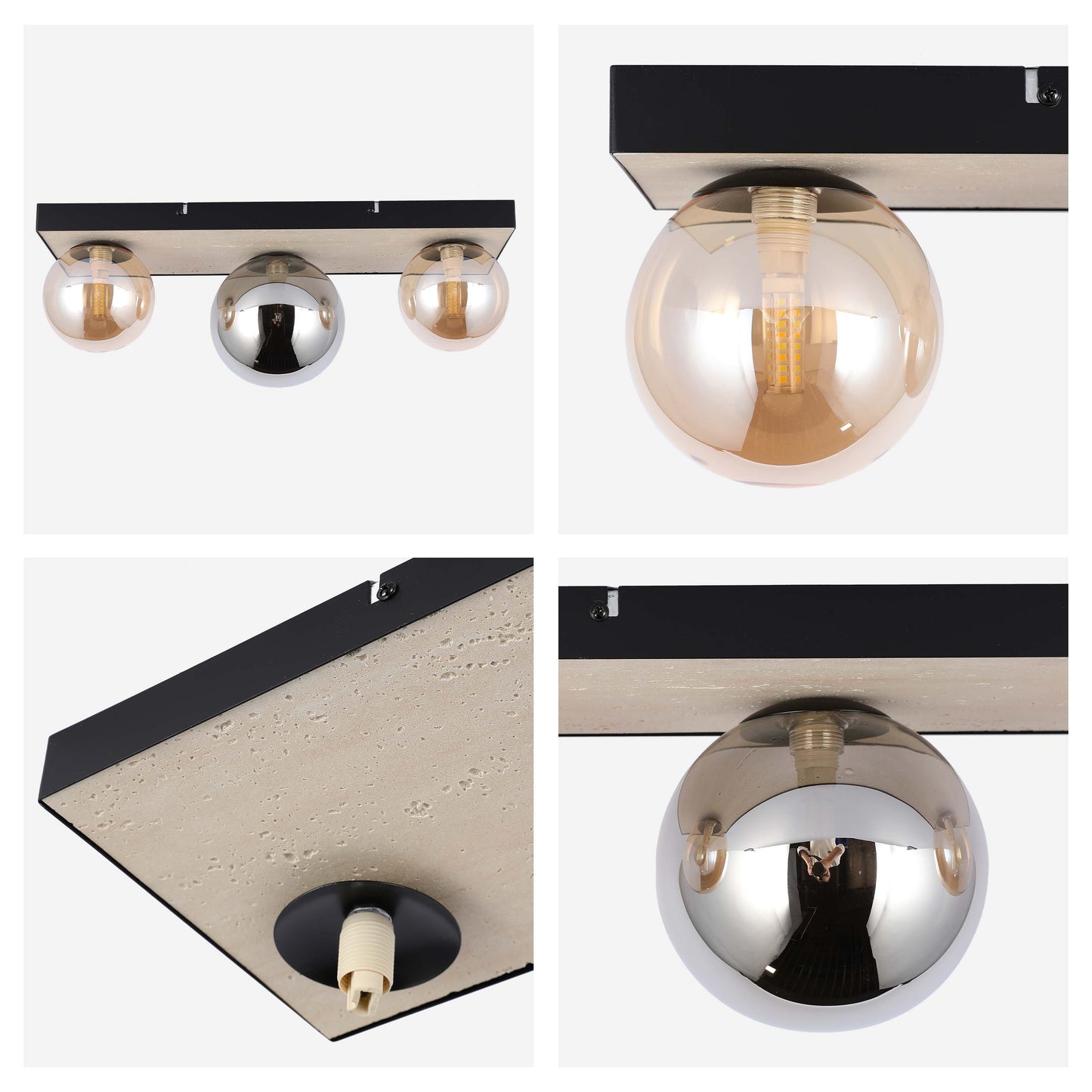 Modern G9 Glass Globe Ceiling Light, Amber Shade