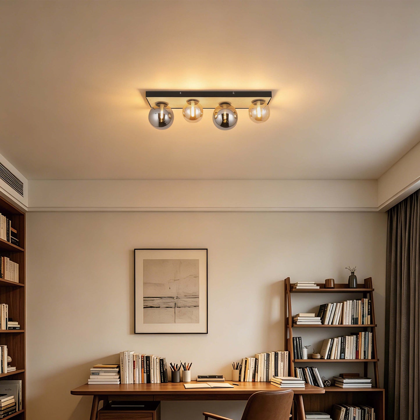 Modern G9 Glass Globe Ceiling Light, Amber Shade
