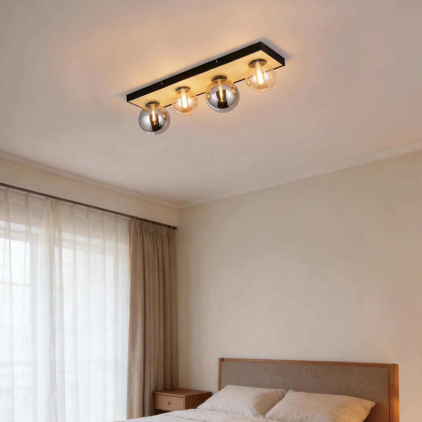 Modern G9 Glass Globe Ceiling Light, Amber Shade