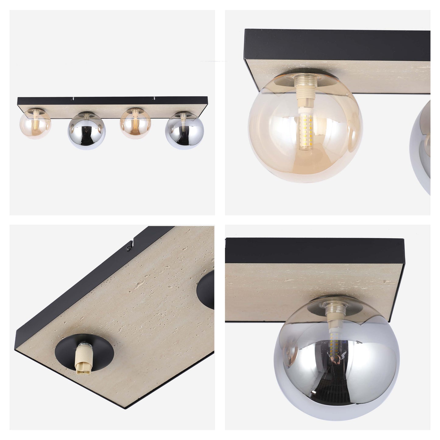 Modern G9 Glass Globe Ceiling Light, Amber Shade