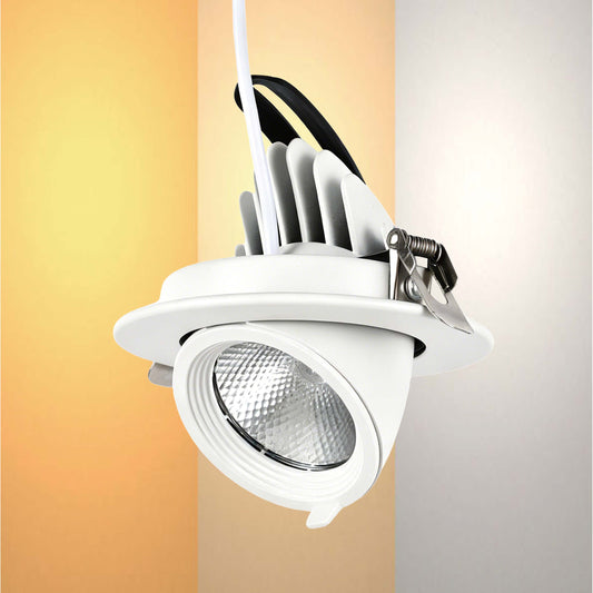Adjustable LED Recessed Scoop Downlight, White, 3CCT Selectable 10W / 30W