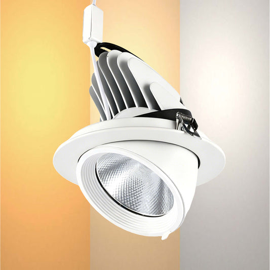 Adjustable LED Recessed Scoop Downlight, White, 3CCT Selectable 10W / 30W