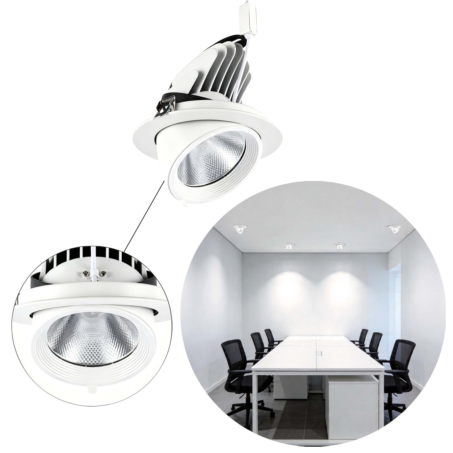 Adjustable LED Recessed Scoop Downlight, White, 3CCT Selectable 10W / 30W