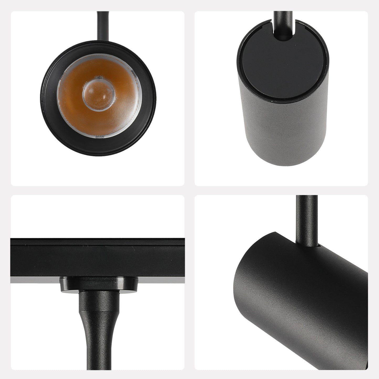 Magnetic Cylinder Slim LED Track Light, 20W 48V 4000K Black