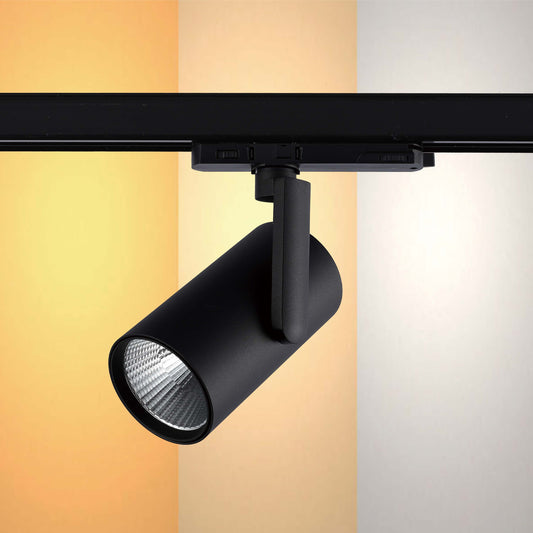 Adjustable Black LED Track Spotlight, 10W-30W Selectable 3CCT