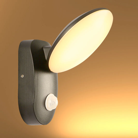 Black UFO LED Outdoor Wall Light with PIR Sensor