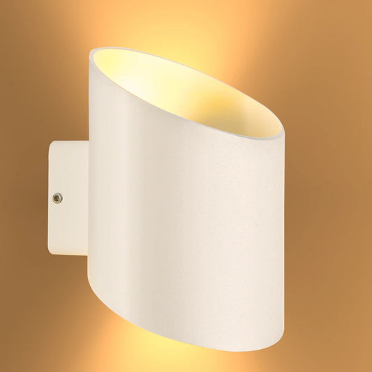 White Oblique Cylinder Up Down Outdoor Modern LED Wall Light
