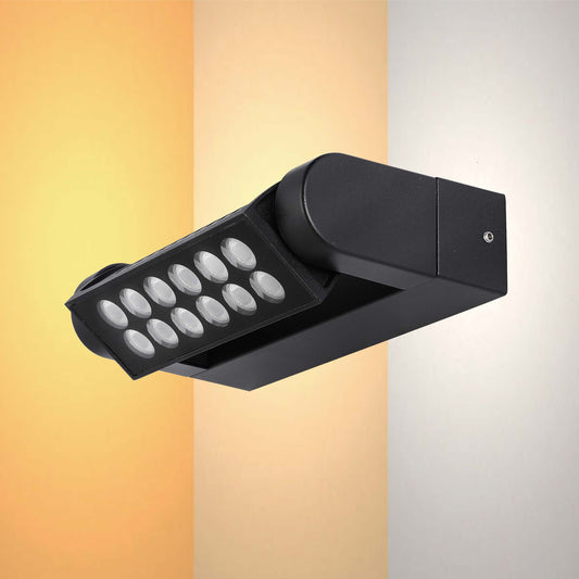 12W Black LED Wall Washer Light, IP65 Outdoor, 3CCT Selectable