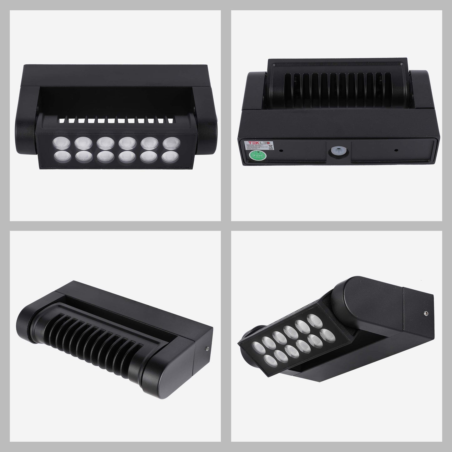 12W Black LED Wall Washer Light, IP65 Outdoor, 3CCT Selectable