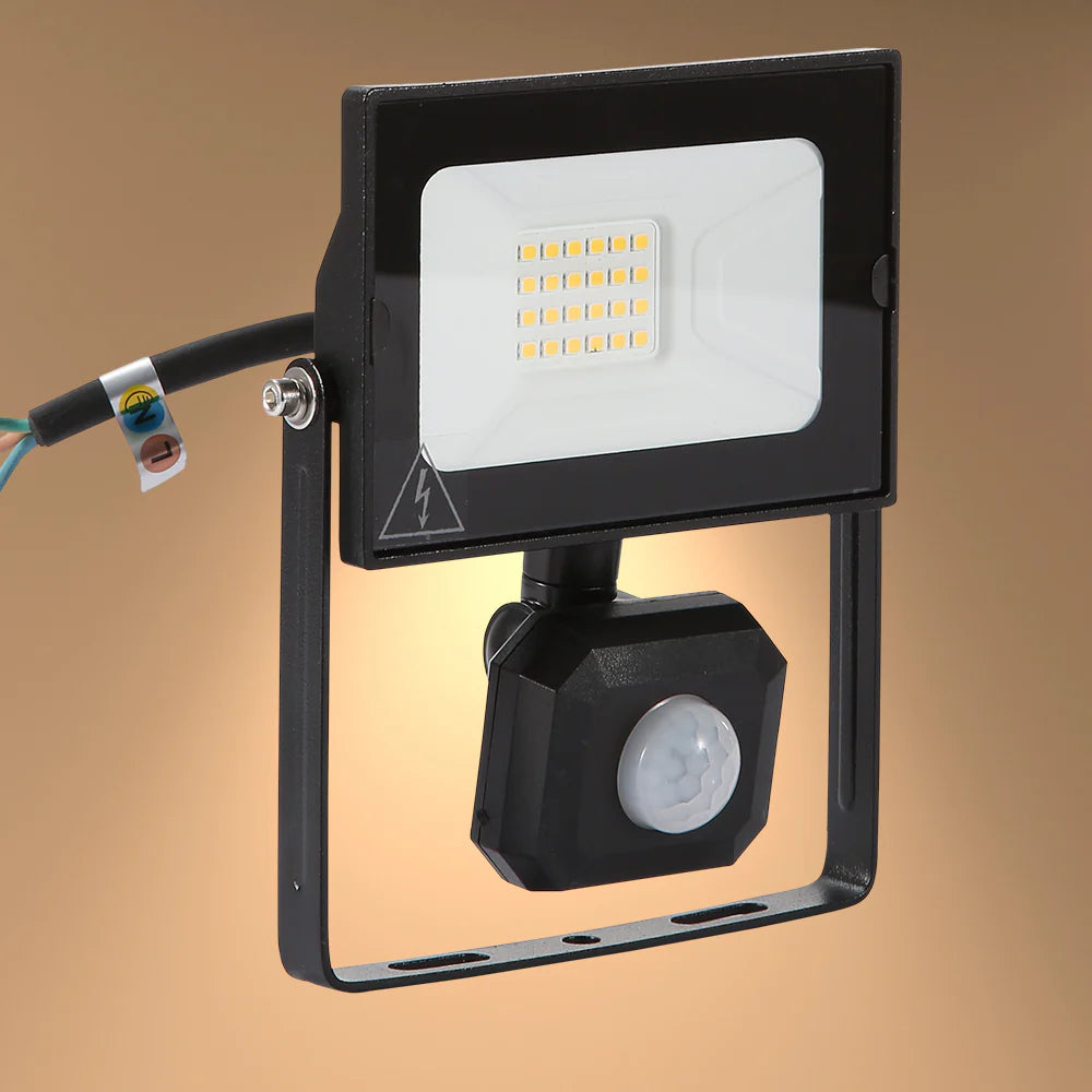 Outdoor security light with a PIR motion sensor, in a black finish. Provides efficient, bright light for security and visibility.