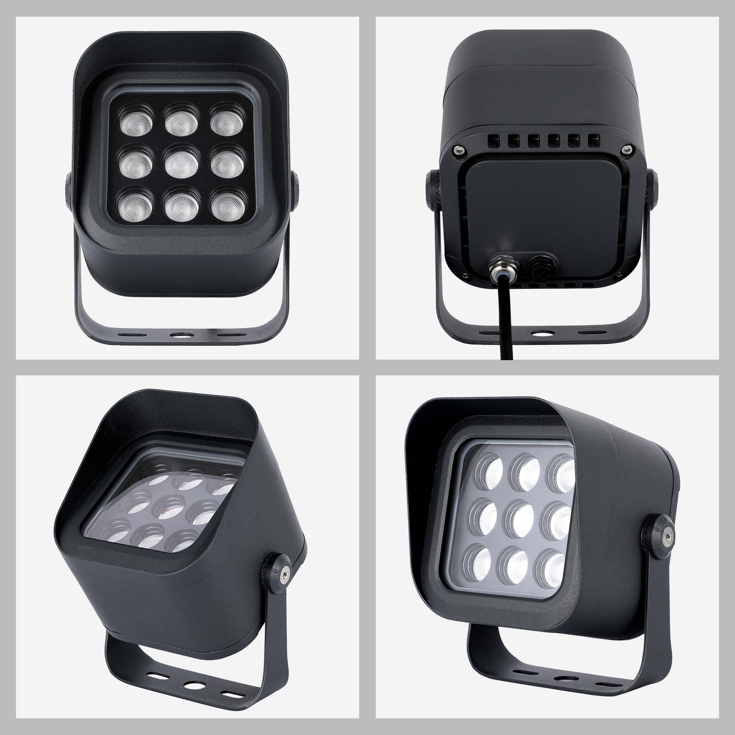 18W Architectural LED Spot Flood Light with Visor, Dark Grey, 3000K IP65