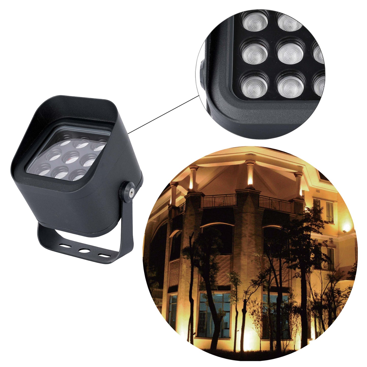 18W Architectural LED Spot Flood Light with Visor, Dark Grey, 3000K IP65