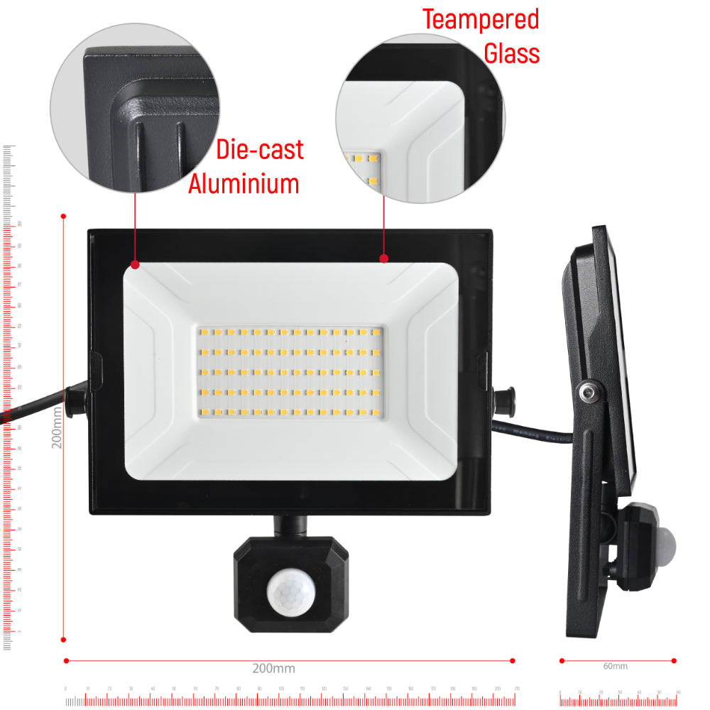 Shows size of 50w apollo flood light
