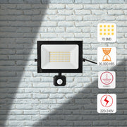 30000h lifetime and class I protection for 240V apollo flood light with PIR sensor