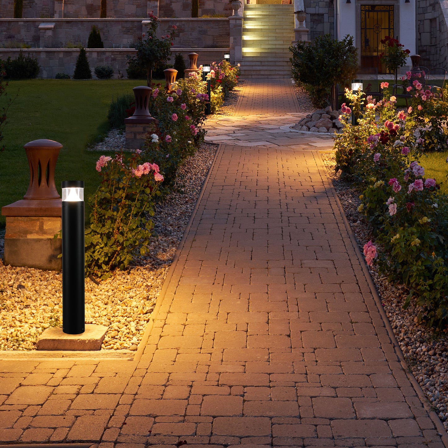 10W Modern Black LED Bollard Garden Light, 800mm, 3CCT Selectable IP65