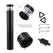 10W Modern Black LED Bollard Garden Light, 800mm, 3CCT Selectable IP65