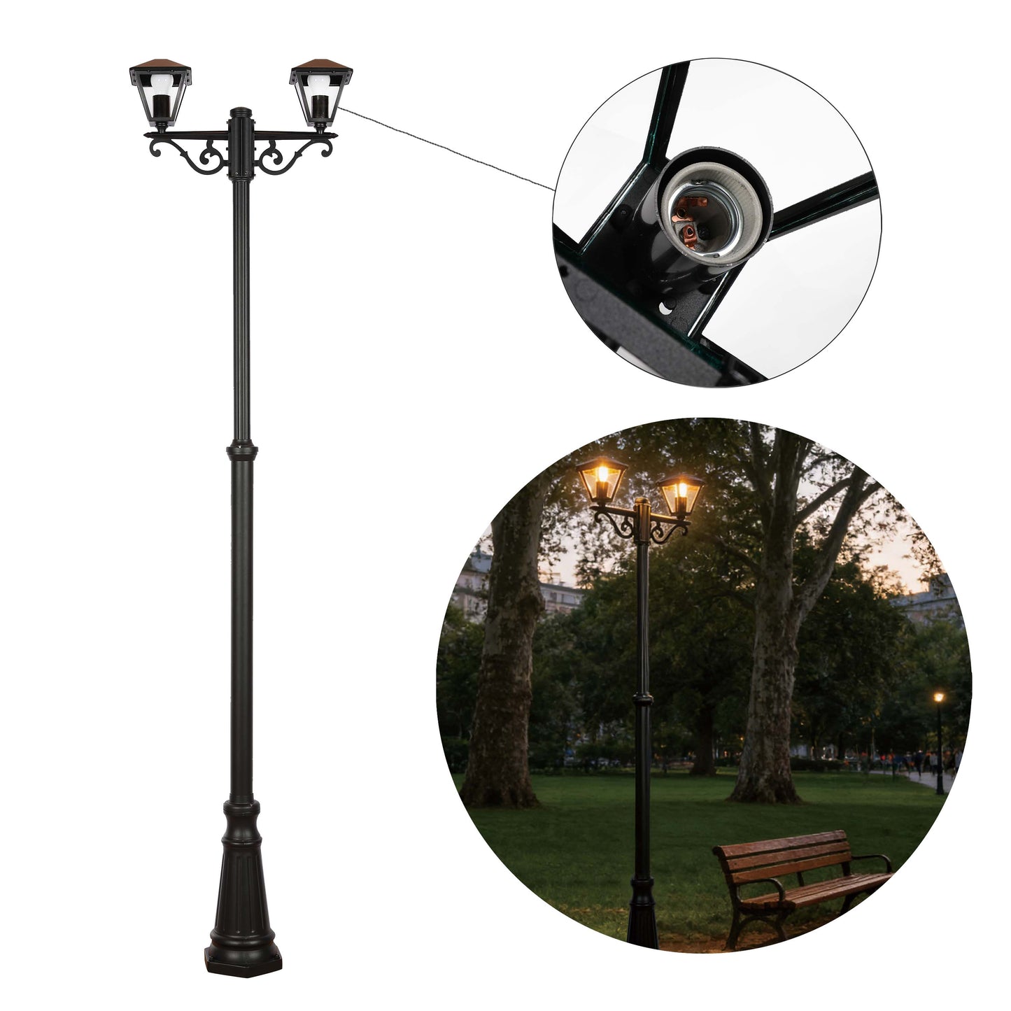 Outdoor Bollard Lawn Lamp  A0307  E27x2  Black